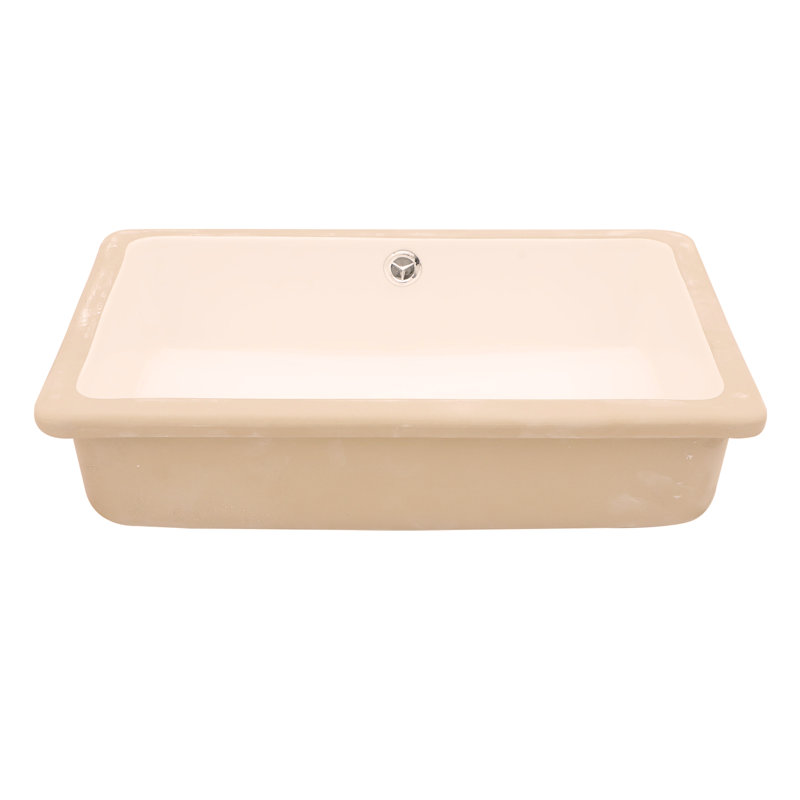 18"x12" White Ceramic Rectangular Undermount Bathroom Sink with Overflow