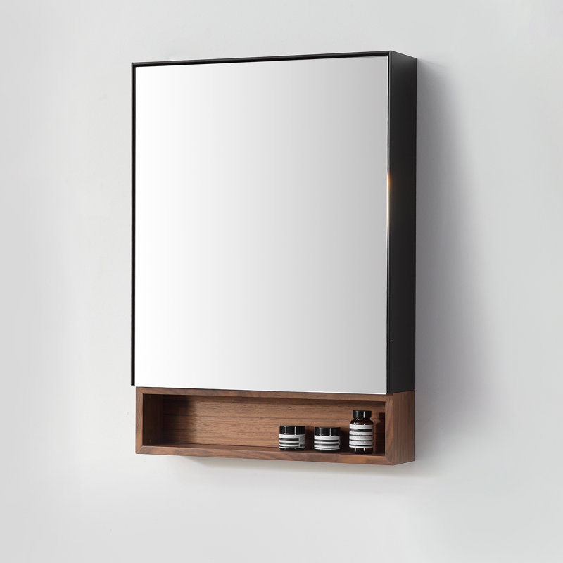 Bergen 24" Medicine Cabinet, Matte Black/Walnut