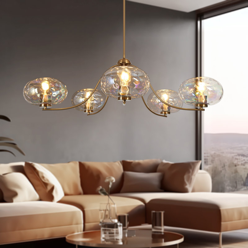 Mourine 5-Light Dimmable 41" Wide Chandelier with Rainbow Glass