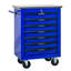 Chariot à outils à 7 tiroirs avec roulettes et toit en acier inoxydable pour atelier de réparation, noir et bleu, 4 mécanismes de verrouillage universels, poignée à tirer d'un côté, chariot de rangement en métal avec clés verrouillables-1727601062