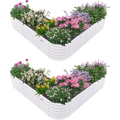 2-pack White Metal Freefom Heart-shaped Raised Garden Bed Planter Box For Planting Vegetables (81 In. L X 81 In. W X 18 In. H)