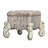 Armless Vanity Stool With Decorative Welted Trim And White Finish Rectangular Base Elegant