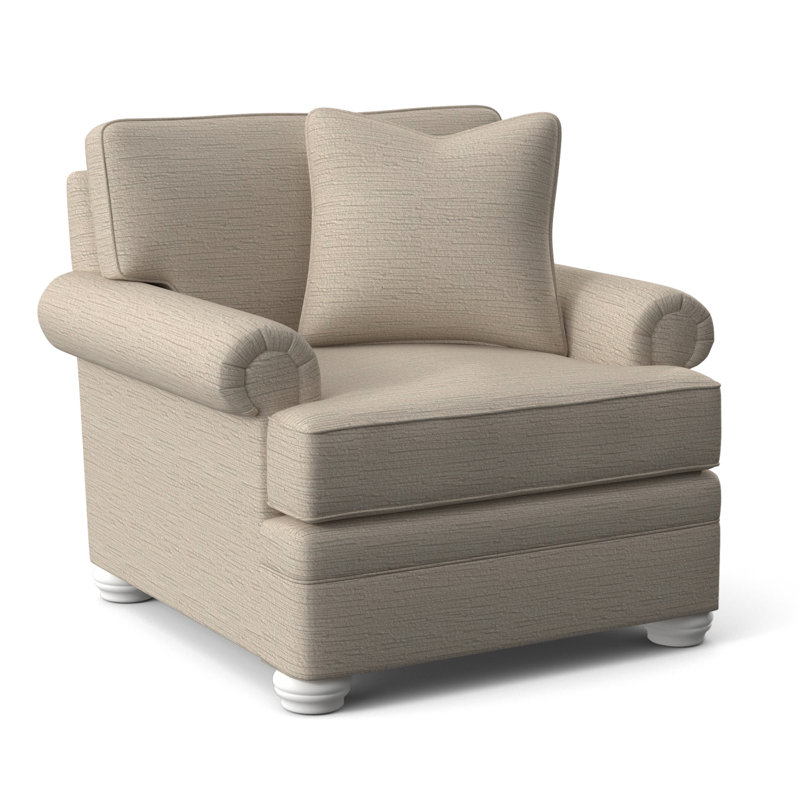 Kensington Armchair, Taupe Plaid; 0126-73, Frost White Finish