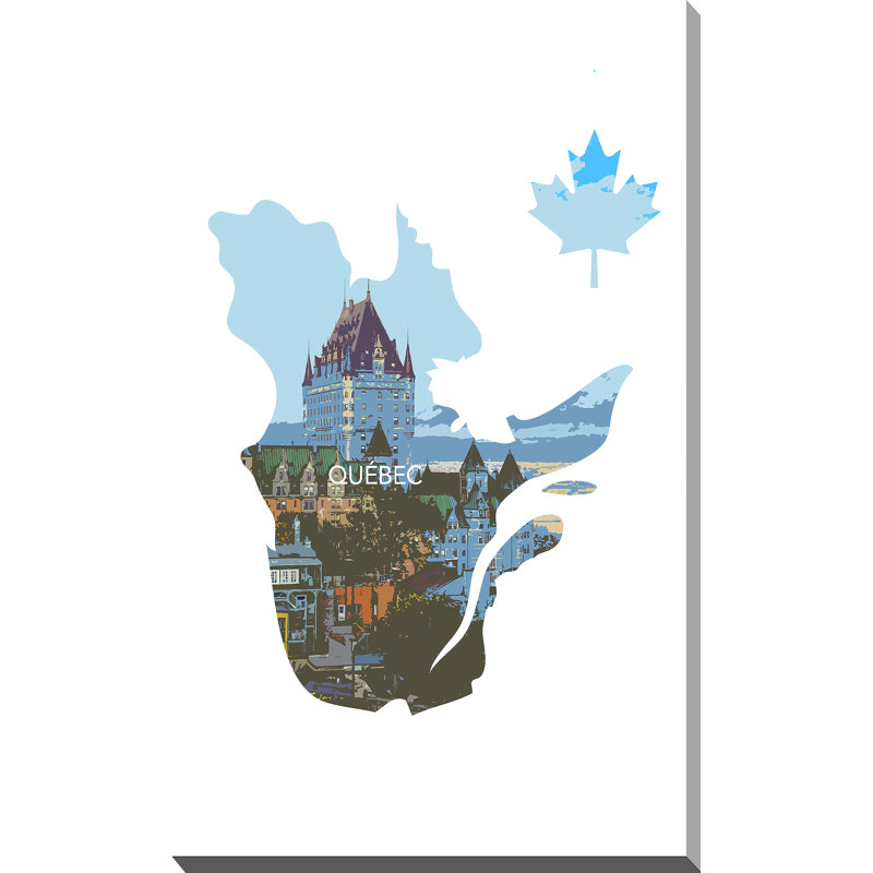 Impression d’art graphique sur toile tendue québec, H 48 po x l 28 po x P 1,5 po