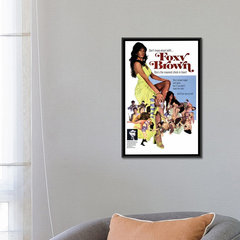 Foxy brun - publicité imprimée, Aucun mat, H 26 po x l 18 po x 1,5 po, Toile avec cadre noir