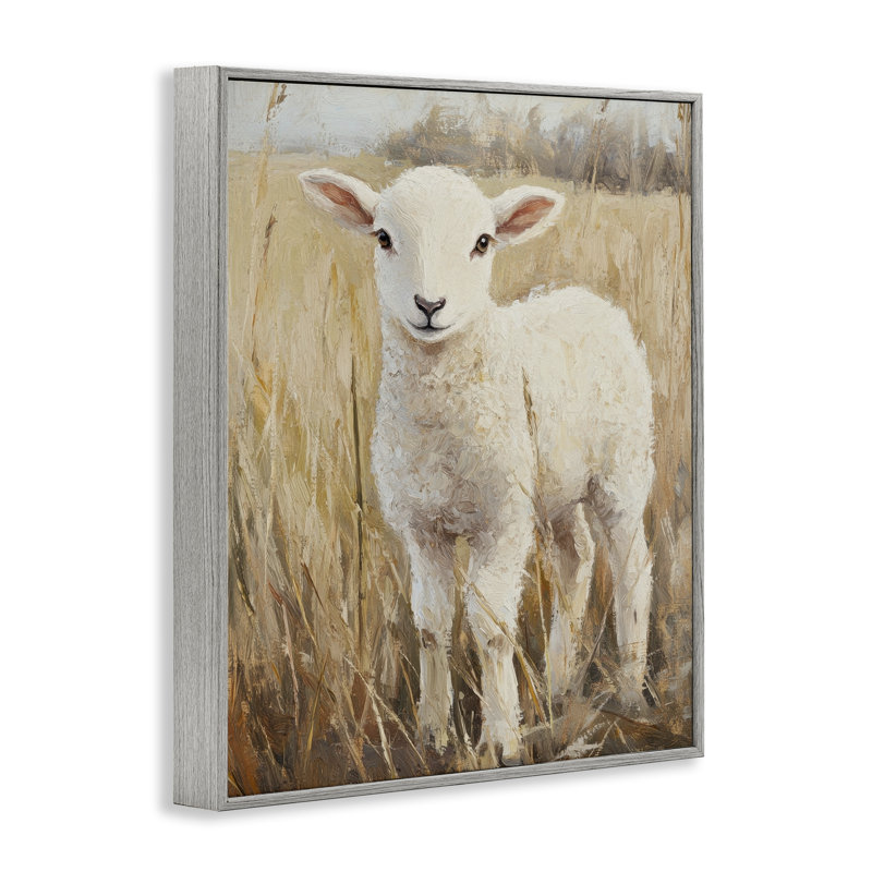 «Curly Lamb in Grassy Field», estampe numérique par Petal Prints Design, H 20 po x l 16 po, Estampe numérique Farmhouse