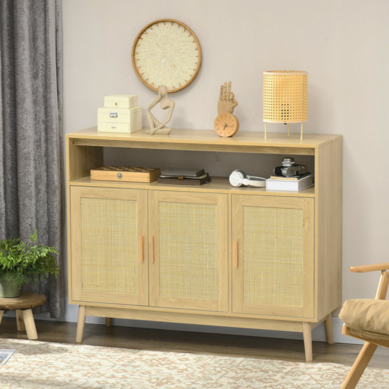 Buffet avec portes en rotin