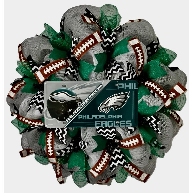 Couronne de football en maille déco faite à la main 24 po, Philadelphia Eagles