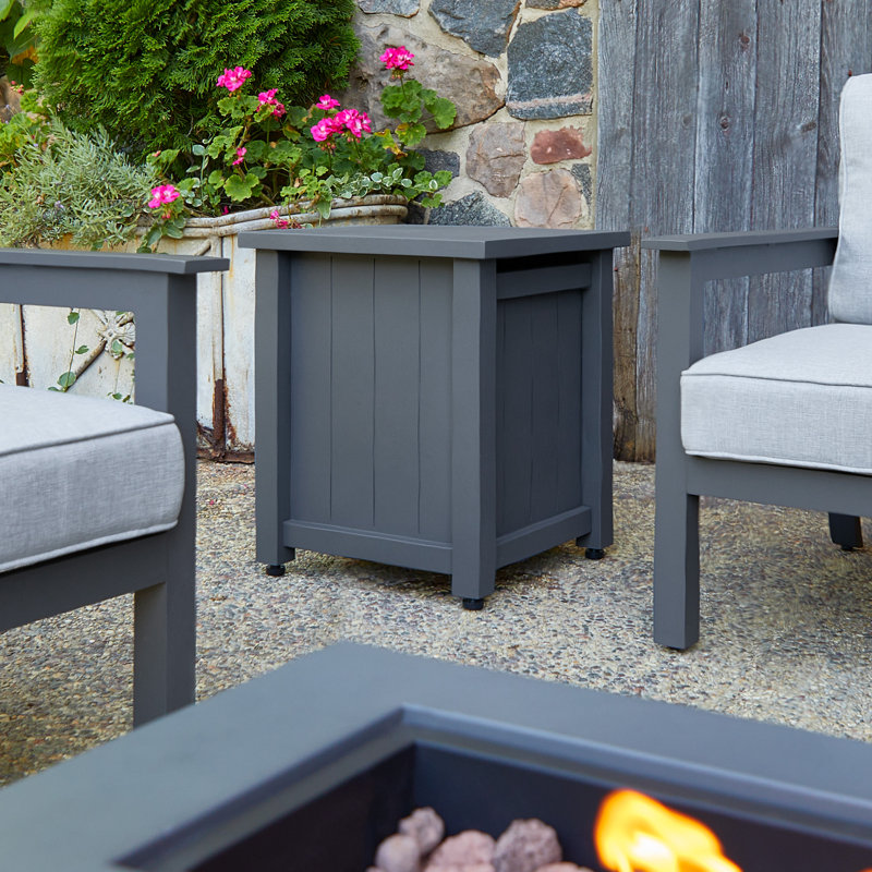 ORTUN 18" Square Metal Propane Tank Cover and Side Table by Real Flame