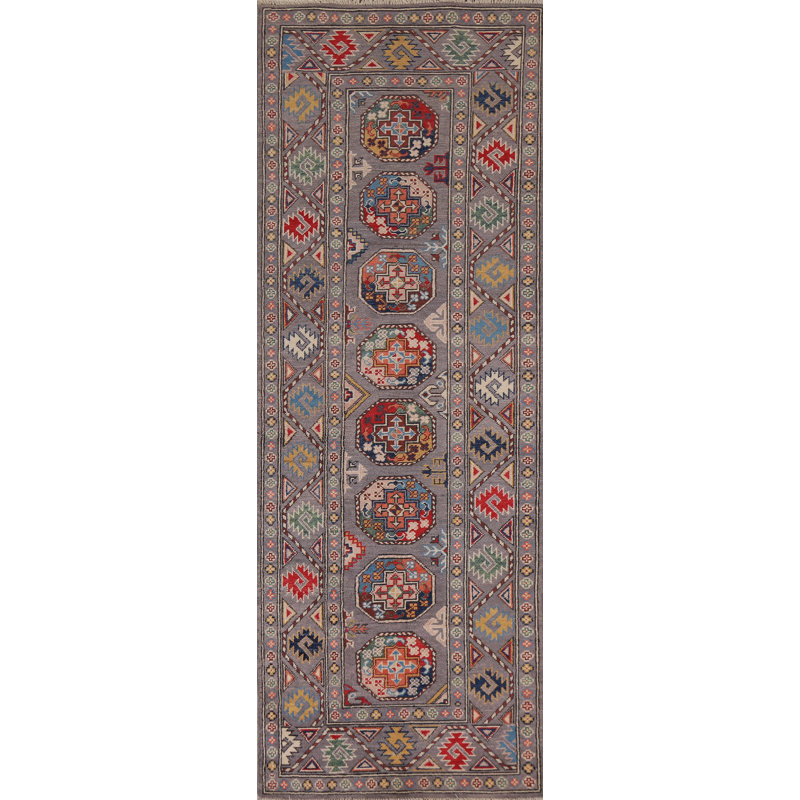 Geometric Kazak Runner Rug 3x8
