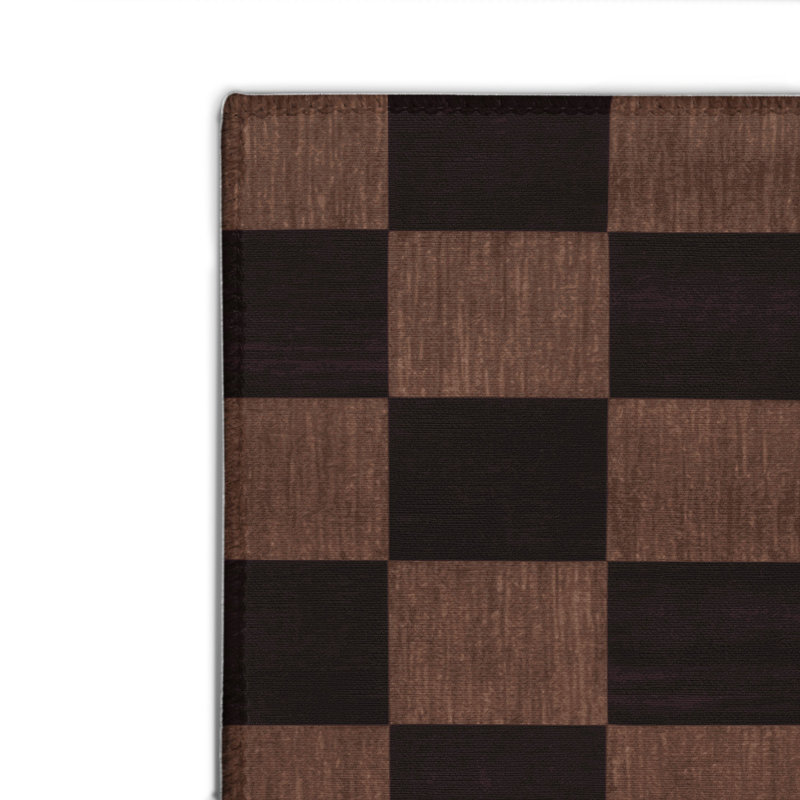 Tapis intérieur / extérieur noir à carreaux, Rectangulaire 2 pi x 3 pi