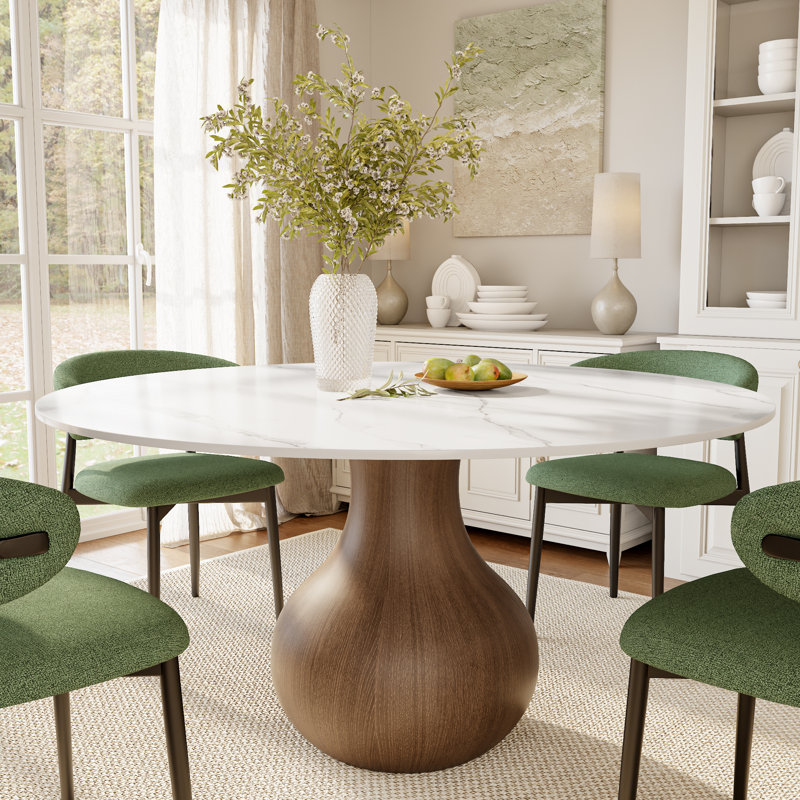 Table de salle à manger Otelia Farmhouse, 29.52"H x 59"L x 59"W, Blanc