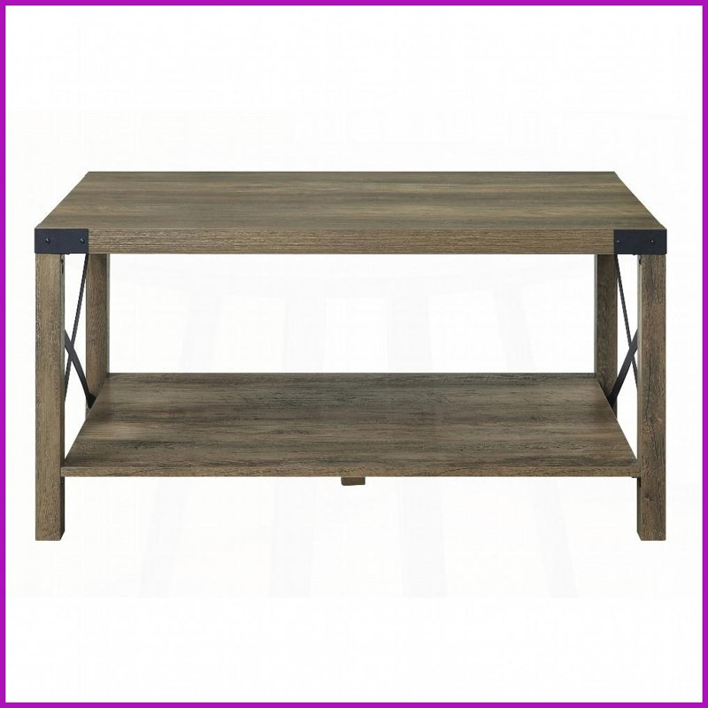 Table de salon rustique en chêne avec tablette inférieure et amp; Surface polyvalente, rangement supplémentaire