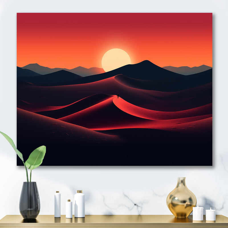Désert, lever de soleil, horizon sur la planète Mars I - désert, art mural, Toile tendue, H 24 po x l 32 po x P 1 po