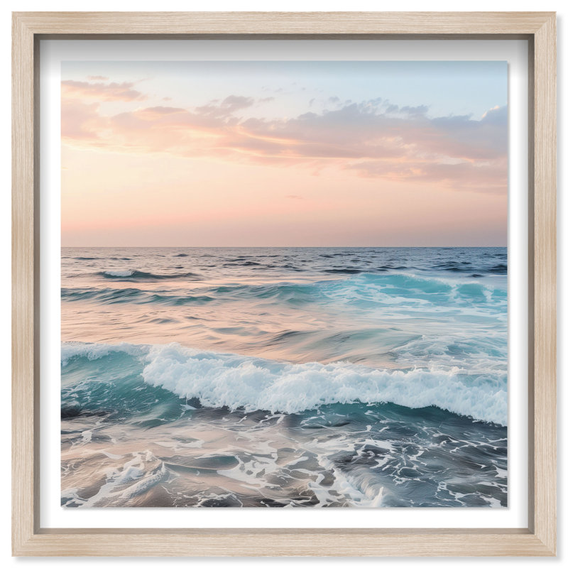 Foamy Surf II Print by Oliver Gal, 13.5" H x 13.5" W, Natural Oak Shadowbox