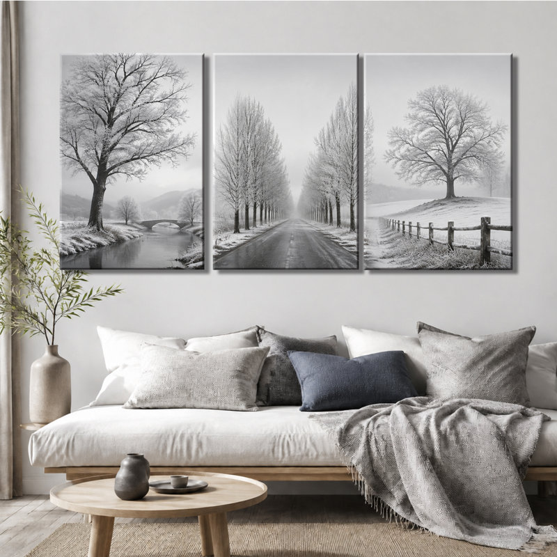 Impression sur toile 3 panneaux muraux monochromes, 20 * 30 pouces * 3