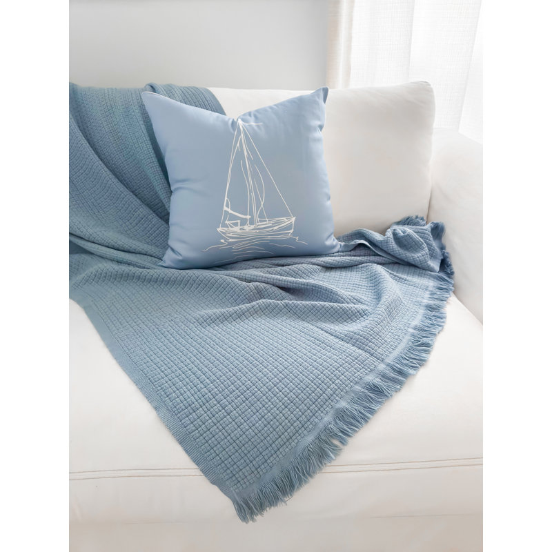 Oreiller en lin bleu 20 x 20, Blue, Polyester