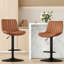Ensemble de 2 tabourets de bar, tabourets de bar pivotants réglables, tabourets de hauteur de bar avec support pour le dos, chaises de bar à hauteur de comptoir en similicuir pour îlot de cuisine rustique, brun-29185470