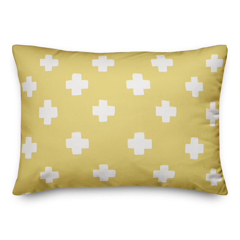  Coussin intérieur / extérieur géométrique, Jaune