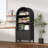 71" Tall  Arched Bookcase with Fluted Doors and Open Shelf-390482658