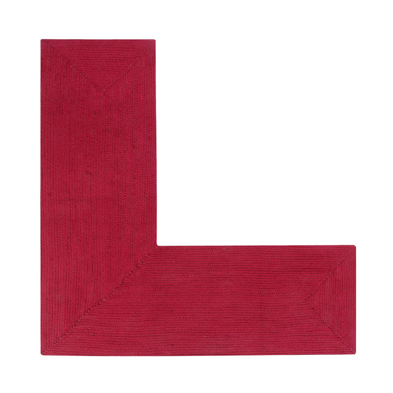 Vienne Solid Color Machine Made Braided Polypropylene Indoor Outdoor Area Rug, L-Shape 2' x 5'8" x 5'8", Burgundy