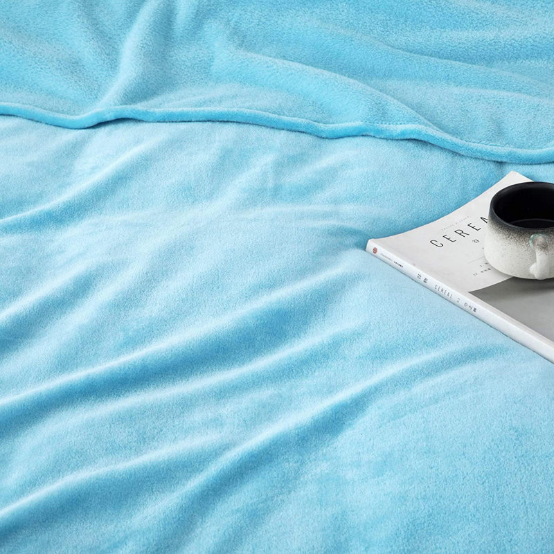 Zygi Reversible Mink Faux Plush Fur Fleece Throw/ Blanket, Light Blue, 200cm x 150cm	