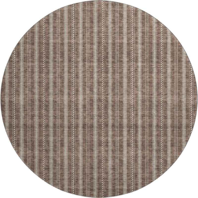 Premium Machine Washable Prisco Brown Rug, Round 8'