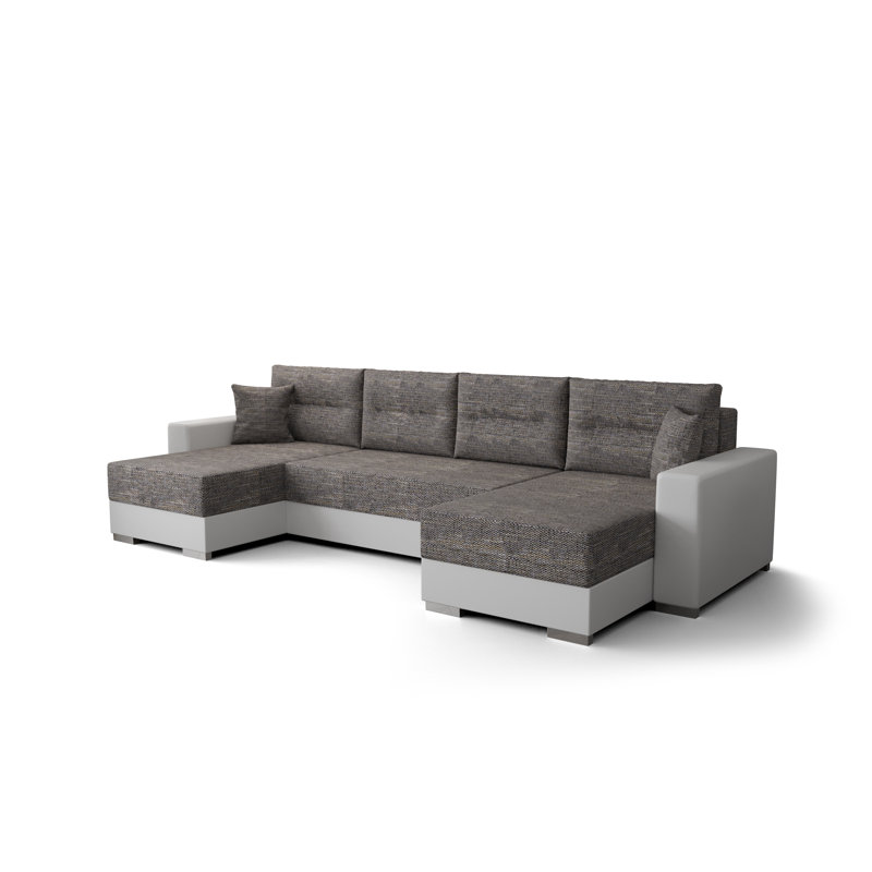 Blayn 3 Seater Corner Sofa , Symmetrical, White/Gray - Kornet02/Dolaro511