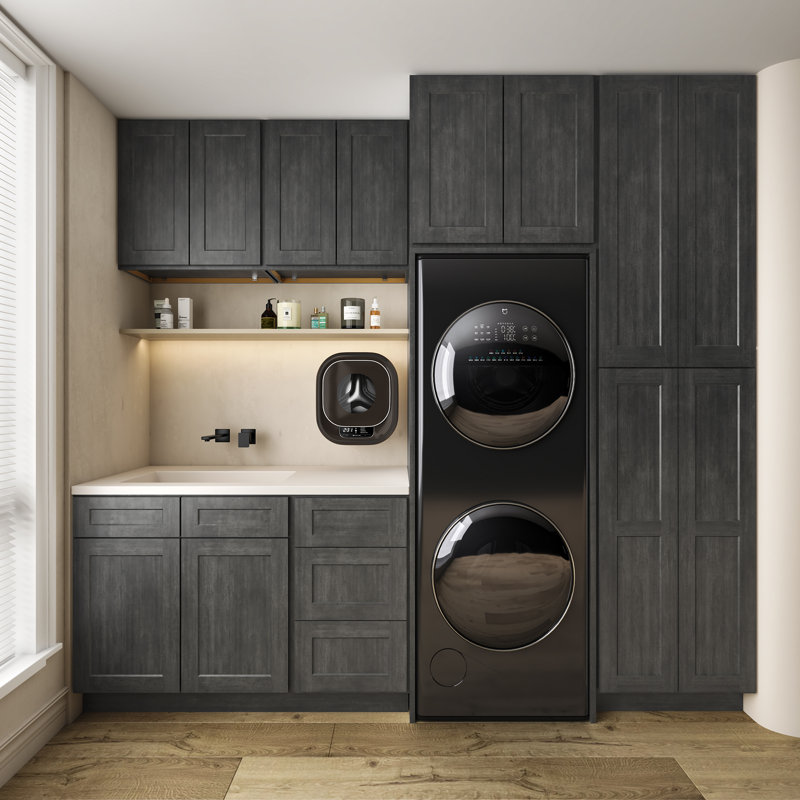 Garde-manger, Style Shaker gris anthracite, L 24 po x H 84 po x P 24 po