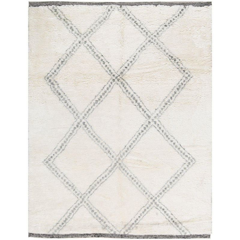 Moroccan Wool Geometric Area Rug, Rectangle 8' x 10'