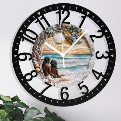Horloge murale en métal pour le salon - Chemin forestier de 10 po bordé de fleurs Bluebell silencieuses, fonctionnant à piles, horloges antiques pour maison de campagne, chambre à coucher, cuisine - chiffres arabes