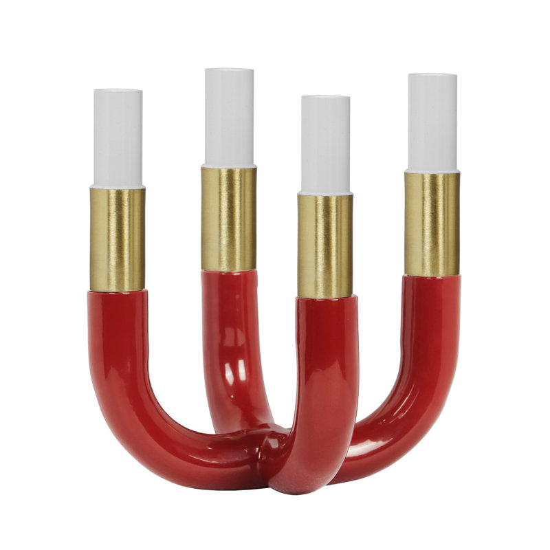 Candelabra, White/Gold/Burgundy