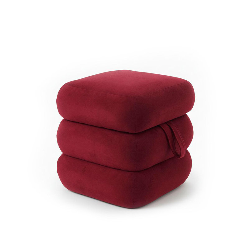 45cm Wide Footstool Ottoman, Burgundy Red