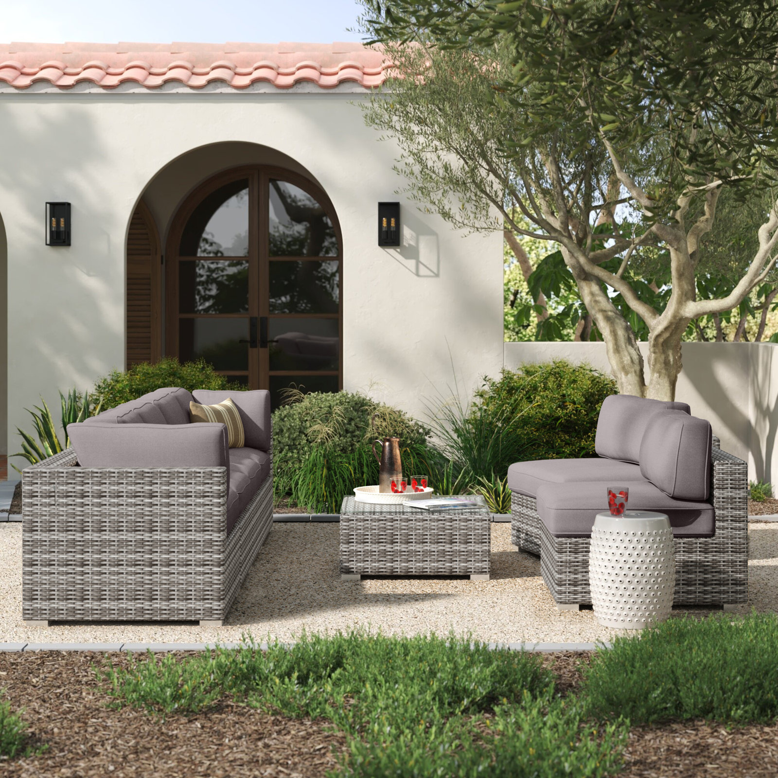 Tonioni 6-Person Sunbrella® Patio Seating Group, Sunbrella® Taupe