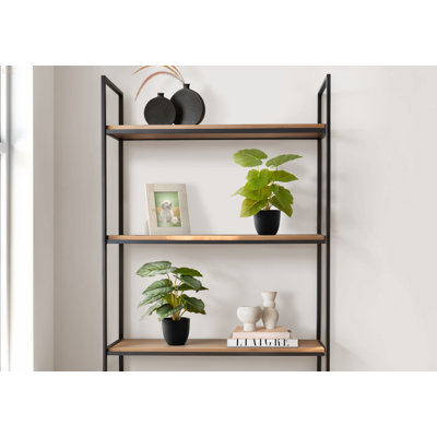 Plante artificielle, 13 po de hauteur, épipennum, intérieur, faux, faux, table, verdure, pot, ensemble de 2, décoratif, feuilles vertes, pots noirs