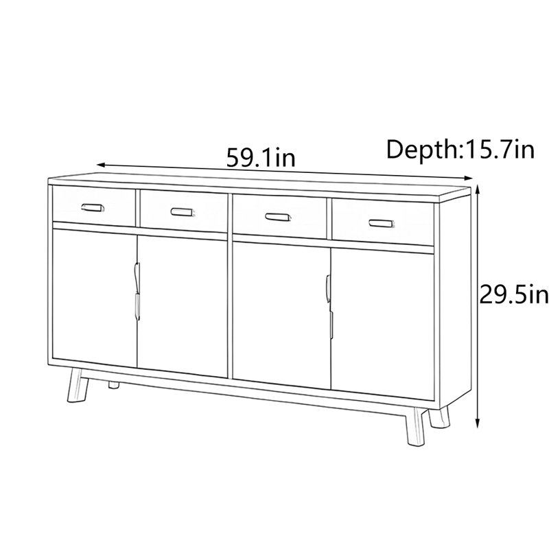 Armoire de vestibule Wabi-Sabi, H 29,5 po x l 59,1 po x P 15,7 po