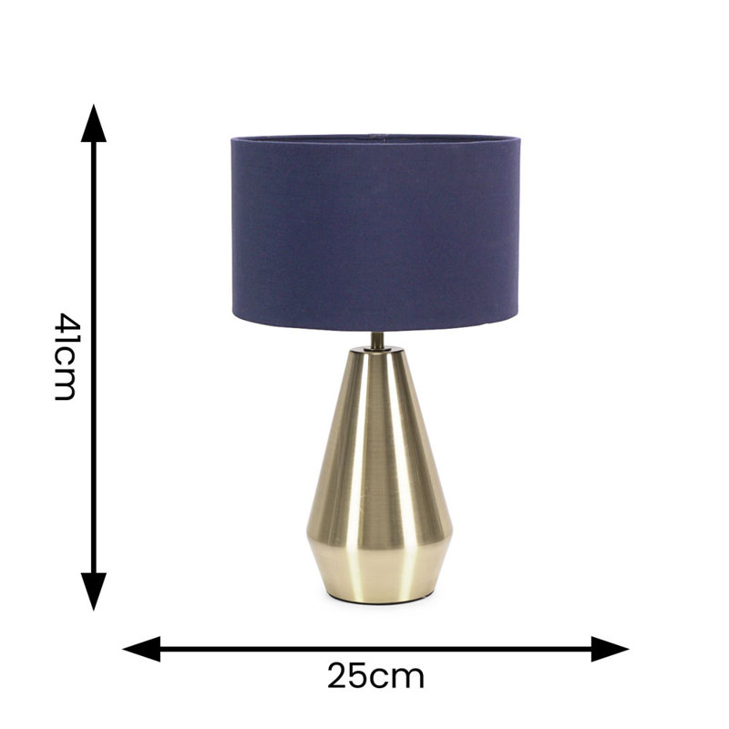 Metal Table Lamp, Navy Blue, Gold