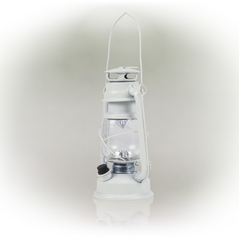 White 14'' Vintage Style LED Hurricane Lantern