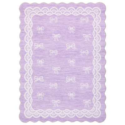 Tapis festonné lavable antidérapant pour le salon, résistant aux marques, conception mignonne en nœud papillon, facile à nettoyer, tapis à poils courts et doux pour la chambre des filles, la chambre de bébé, la salle à manger