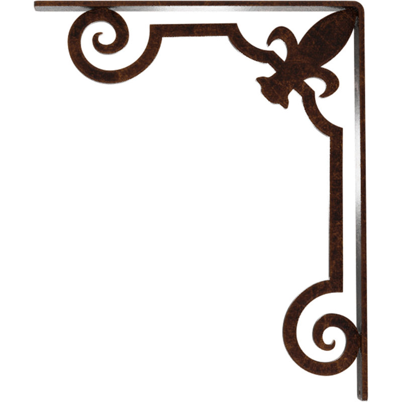 Support en fer forgé Fleur De Lis, H 15 po x l 1,5 po x p 12 po, Cuivre antique