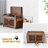5-Pair Capacity Red-Brown Bamboo Shoe Bench with Hidden Storage