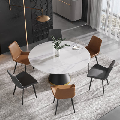 Round Stone Dining Table for Modern Living Room, Home