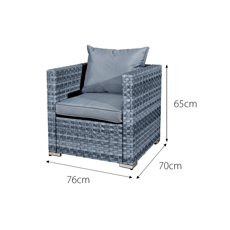 Acorn Rattan 5 Seat Lounge Sofa Set in Ocean Grey with Grey Cushions