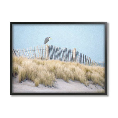 " Bird Perched Nautical Beach Fence " by Steve Hunziker