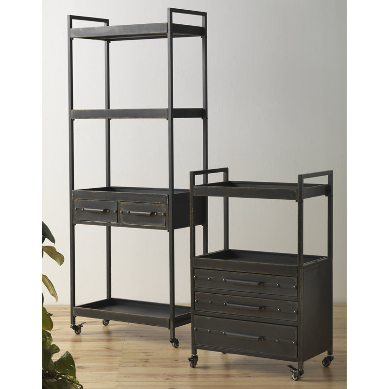 Brame 70cm Wide 2 -Drawer Mobile Solid Wood File Cabinet