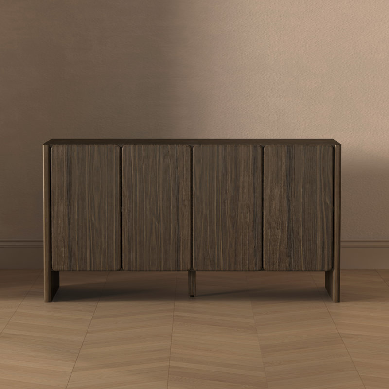 Linda Buffet moderne avec 4 tablettes réglables en noyer brun, Noyer brun