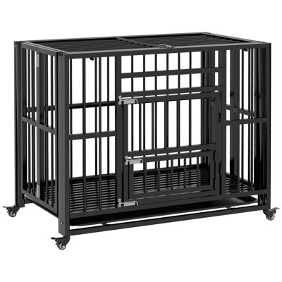 Caisse pour chien robuste de 37 po avec roulettes pour petits et moyens chiens