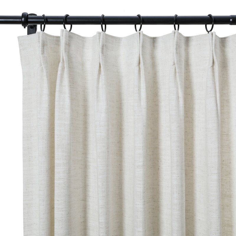 Eifa Linen Blend Room Darkening Curtain Single Panel, 56" W x 108" L, Ivory/White