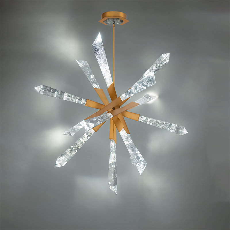 Solitude 12 Light Crystal LED Chandelier, Aged Brass