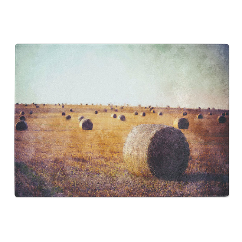 Hay Bales Painting Chopping Board, 0.4cm H x 28.5cm W x 39cm L